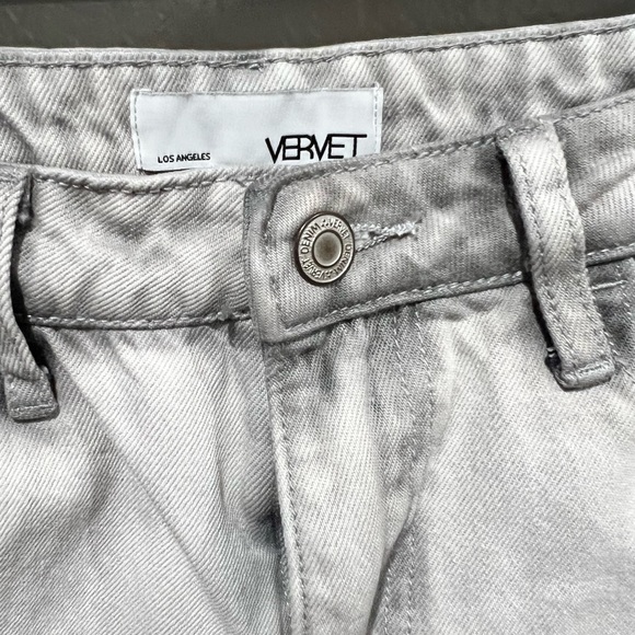 Vervet Light Gray Jeans Wide Leg Size 27 100% Cotton Trendy Distressed Raw Hem - Picture 3 of 5